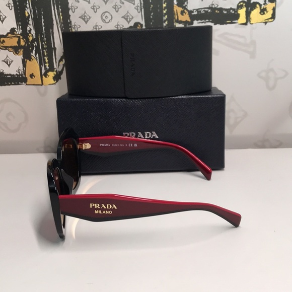 New Authentic Prada Black & Red Sunglasses – Modern Luxury Design PR16Y - Picture 7 of 14